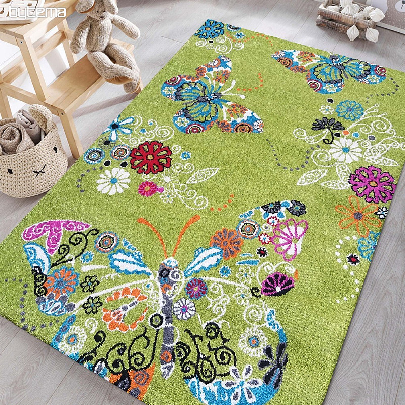 Tapis enfant MONDO 114 papillons - vert