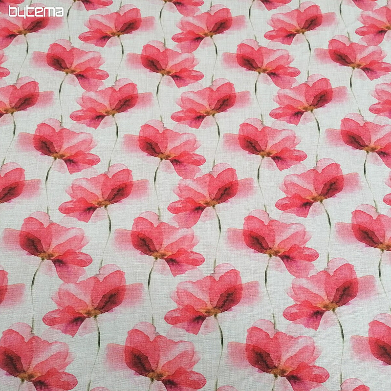 Tissu déco Fleurs rouges