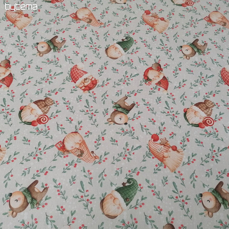 Tissu de décoration de Noël Elfes et cerfs