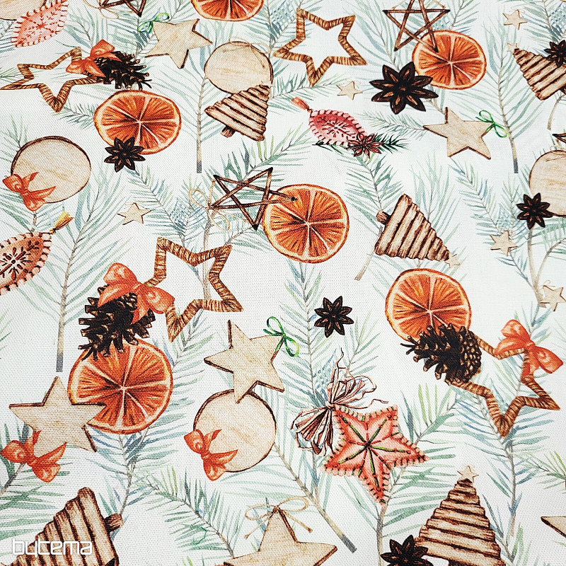 Tissu de décoration de Noël Oranges séchées