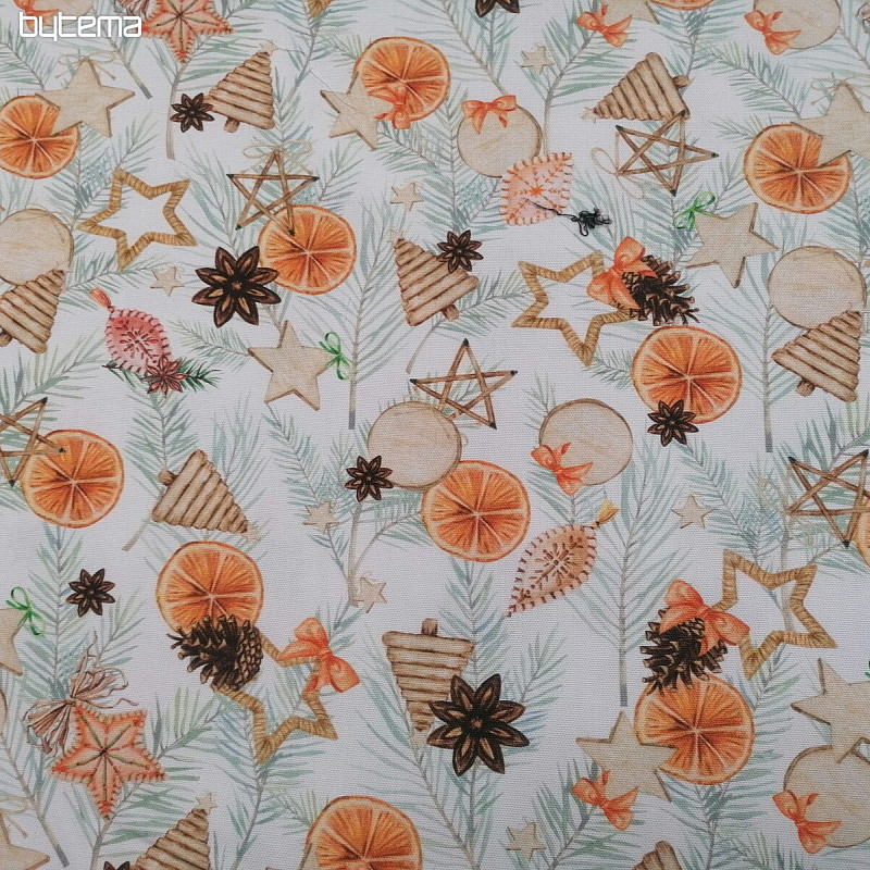 Tissu de décoration de Noël Oranges séchées