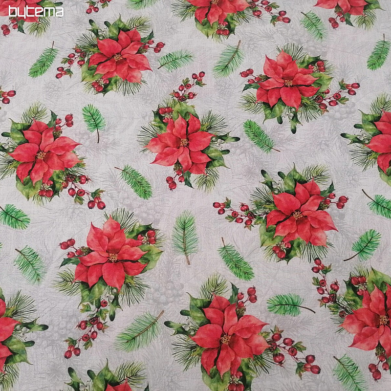 Tissu de décoration de Noël Roses et aiguilles de Noël