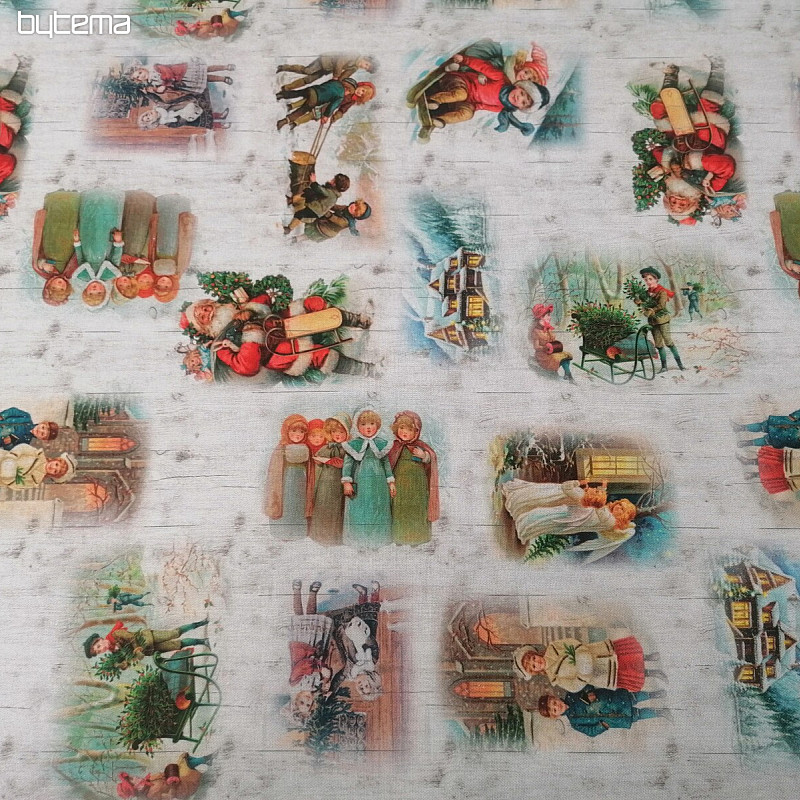 Tissu de décoration de Noël ENFANTS EN HIVER