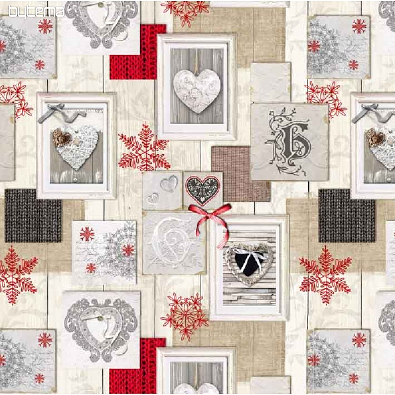 Tissu décoratif COEUR 3D DANS UN CADRE