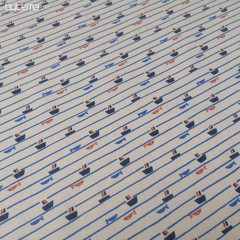 Tissu coton Tazio bateaux - lignes