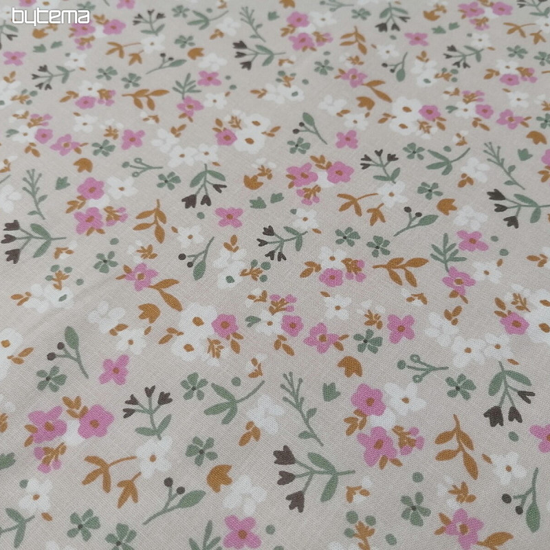 Tissu coton Zalia fleurs naturel