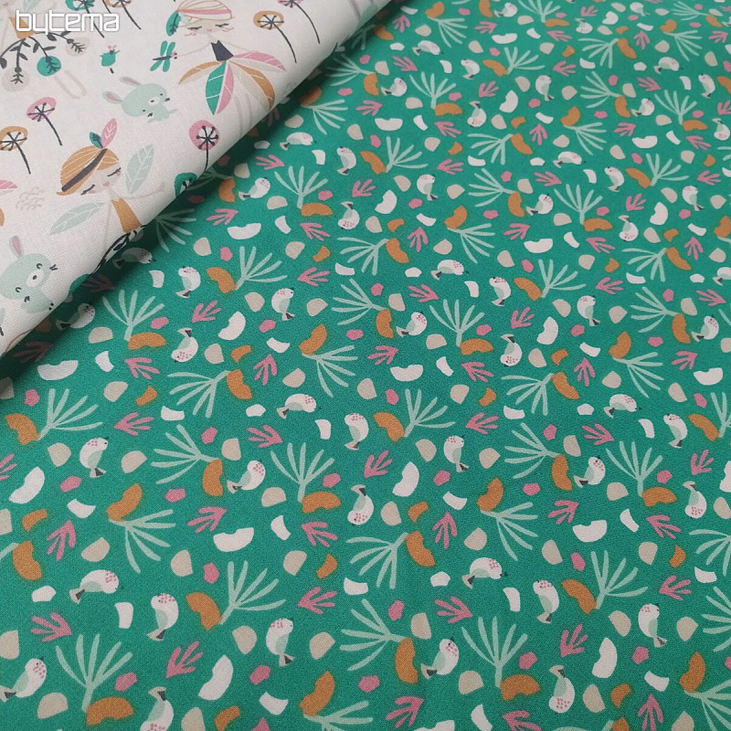 Tissu coton OISEAUX LIPO vert
