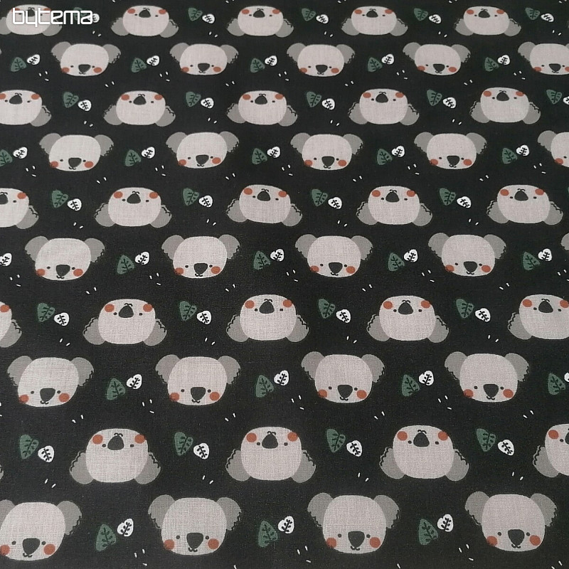 Tissu coton Koala Kiwak noir