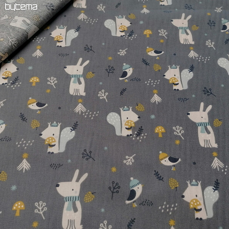 Tissu en coton Squirrel Woody en hiver