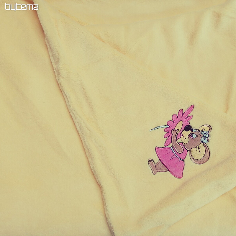 Literie enfant - microfibre jaune avec une souris