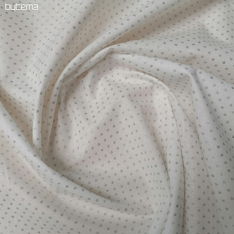 Tissu coton PISANI à pois argent