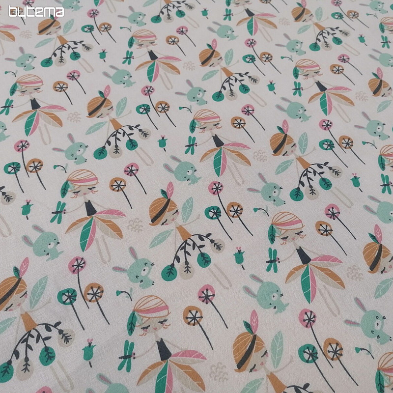 Tissu coton Fée des Forêts Jaelle turquoise
