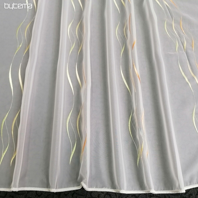 Rideau fini Gerster Stripes orange-vert 310x175 cm