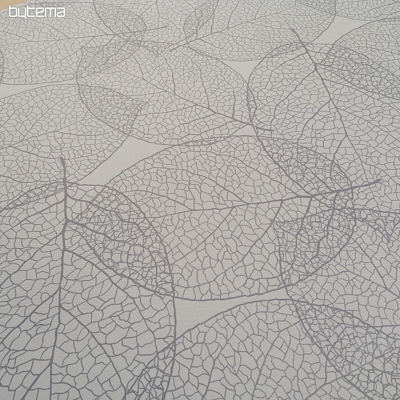 Tissu déco BLACK OUT Feuilles grises