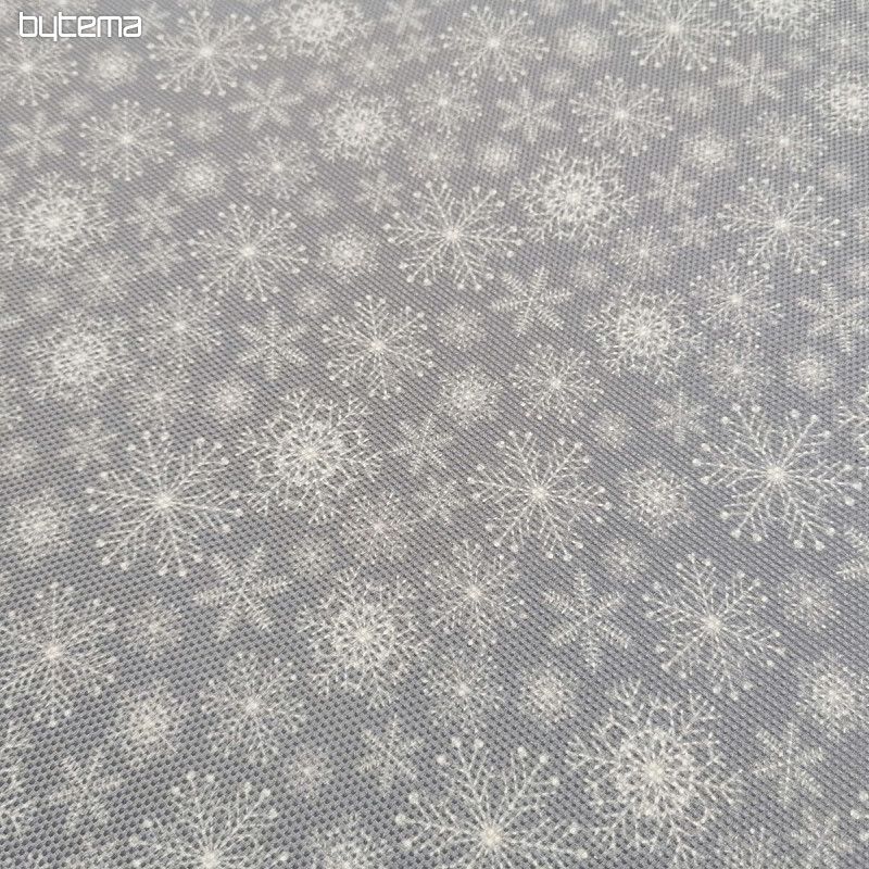 Tissu décoratif FLOCONS GRIS