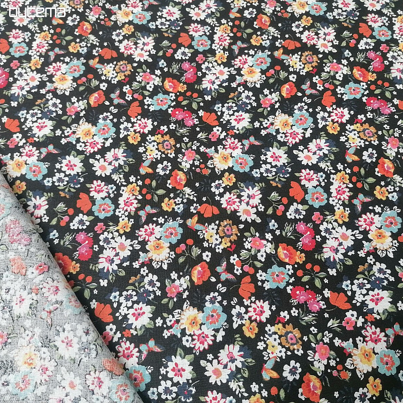 Tissu coton CHARLINE NOIR