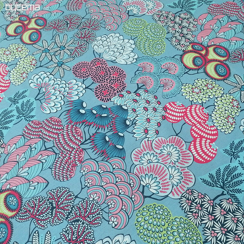 Tissu coton FUSAIN BLEU