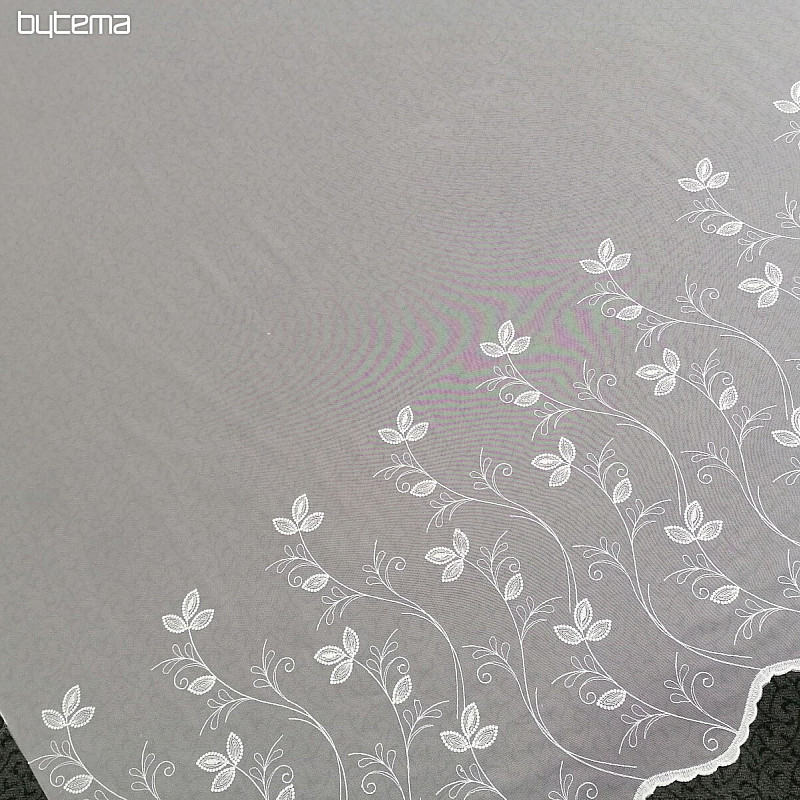 Rideau blanc brodé luxe - fleur 11775