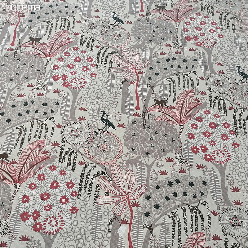 Tissu coton JUNGLE beige