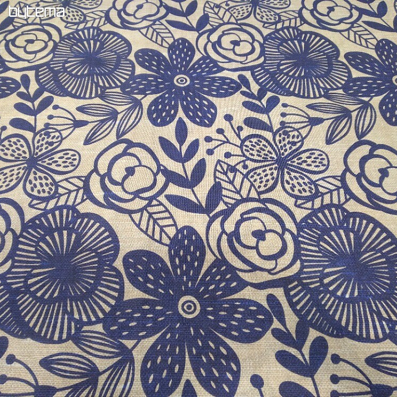 Tissu décoratif PIPO FLEUR BLEUE