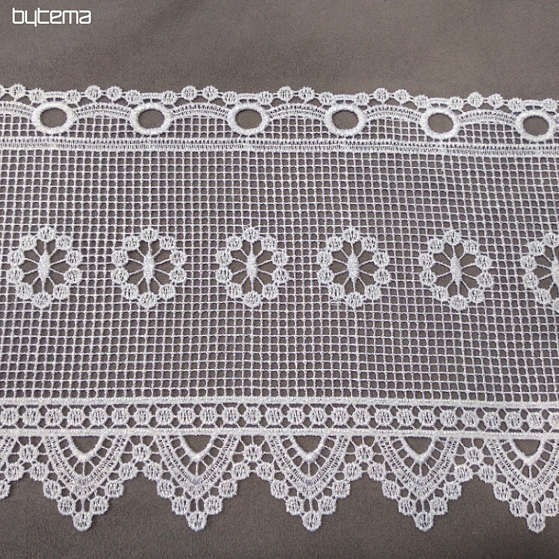 Rideau brodé de luxe GERSTER pour vitrail avec une fleur 263/023/0001