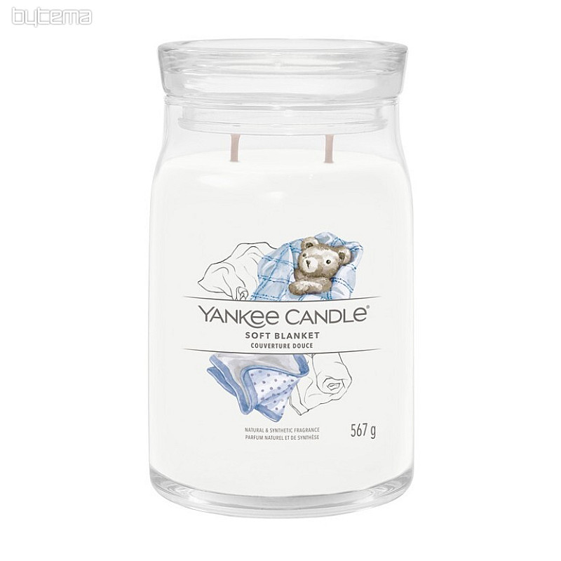 bougie YANKEE CANDLE parfum SOFT BLANKET verre grand 2 MECHES