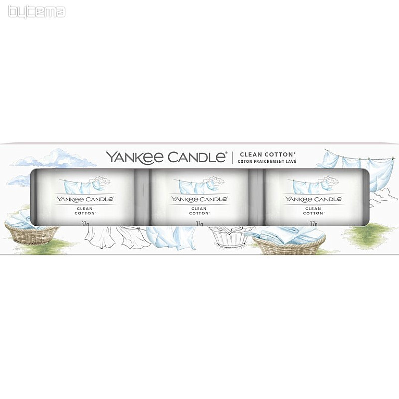 bougie YANKEE CANDLE parfum CLEAN COTTON SET 3 pièces