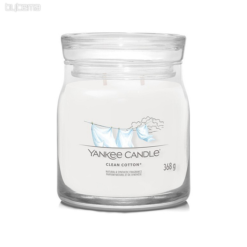 bougie YANKEE CANDLE parfum CLEAN COTTON GLASS MEDIUM 2 MECHES