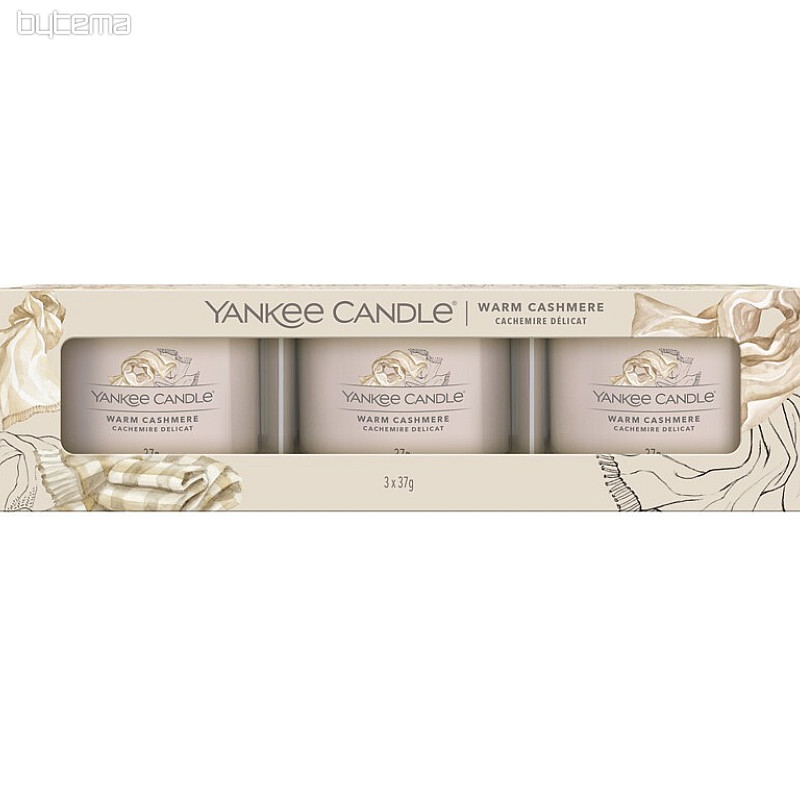 bougie YANKEE CANDLE parfum WARM CASHMERE SET de 3 pièces