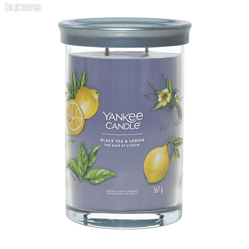 bougie YANKEE CANDLE parfum BLACK TEA & LEMON TUMBER LARGE 2 MECHES