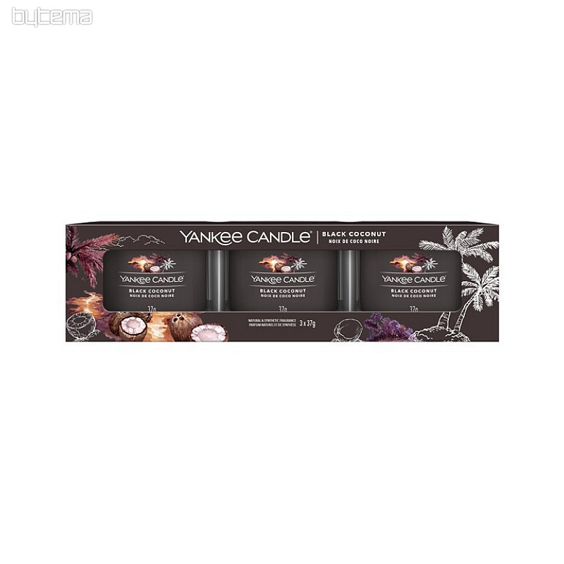 bougie YANKEE CANDLE parfum BLACK COCONUT SET de 3 pièces