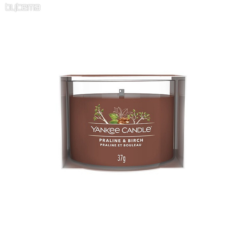bougie YANKEE CANDLE parfum PRALINE &amp; BOULEAU EN VERRE 37g