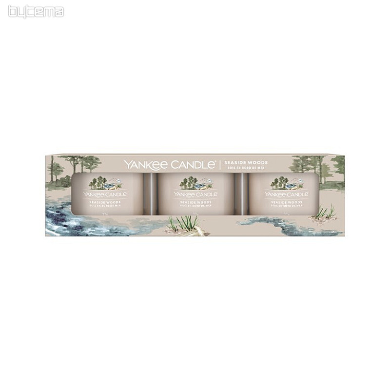 bougie YANKEE CANDLE parfum SEASIDE WOODS SET de 3 pièces