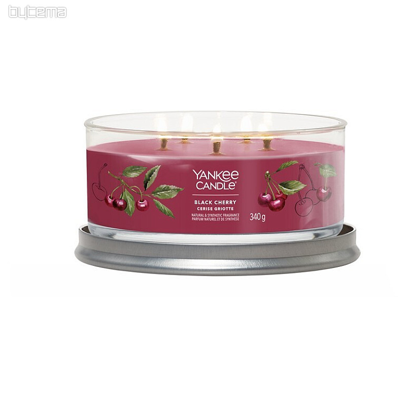 bougie YANKEE CANDLE parfum BLACK CHERRY TUMBER MEDIUM 5 mèches