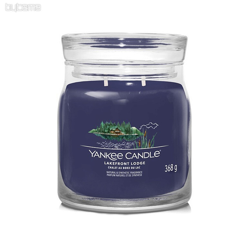 bougie YANKEE CANDLE parfum LAKEFRONT LODGE GLASS MEDIUM 2 mèches