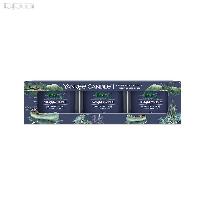 bougie YANKEE CANDLE parfum LAKEFRONT LODGE SET 3 pièces