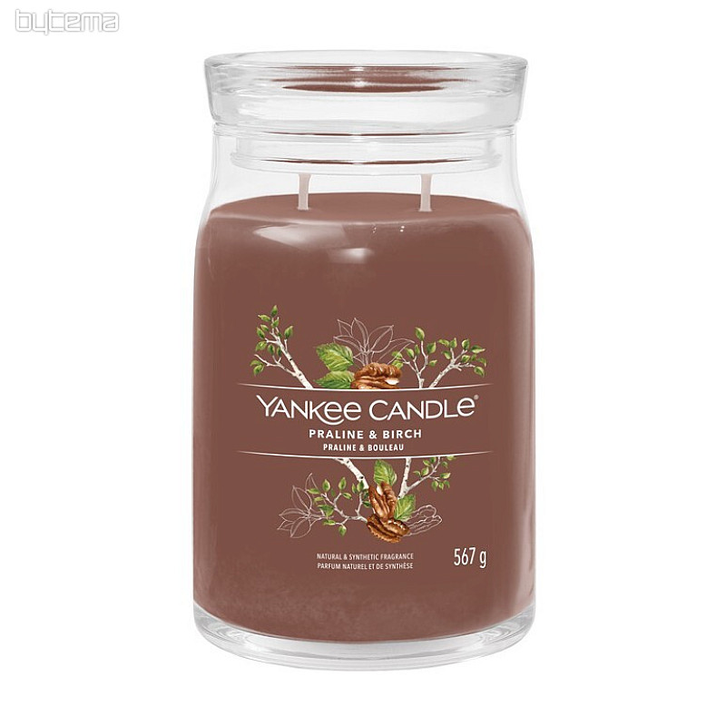 bougie YANKEE CANDLE parfum PRALINE et VERRE DE BOULEAU GRAND 2 mèches