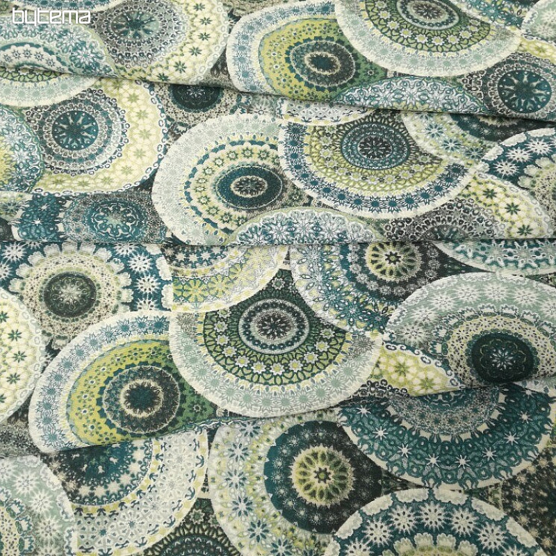Tissu déco MANDALA bleu vert