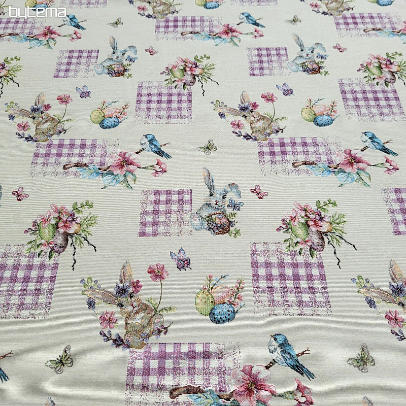 Tissu à tapisserie LAPIN DE PÂQUES LILAS