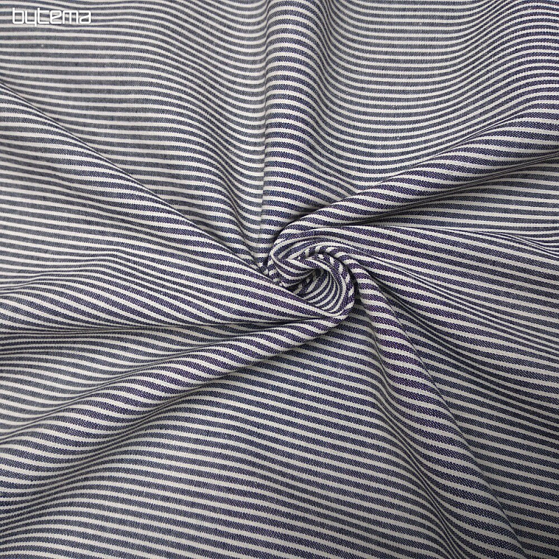Tissu coton DARK GREY STRIPE/écru