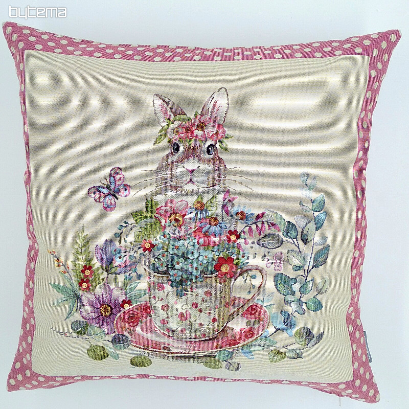 Housse de coussin tapisserie BARE IN A MUG rose