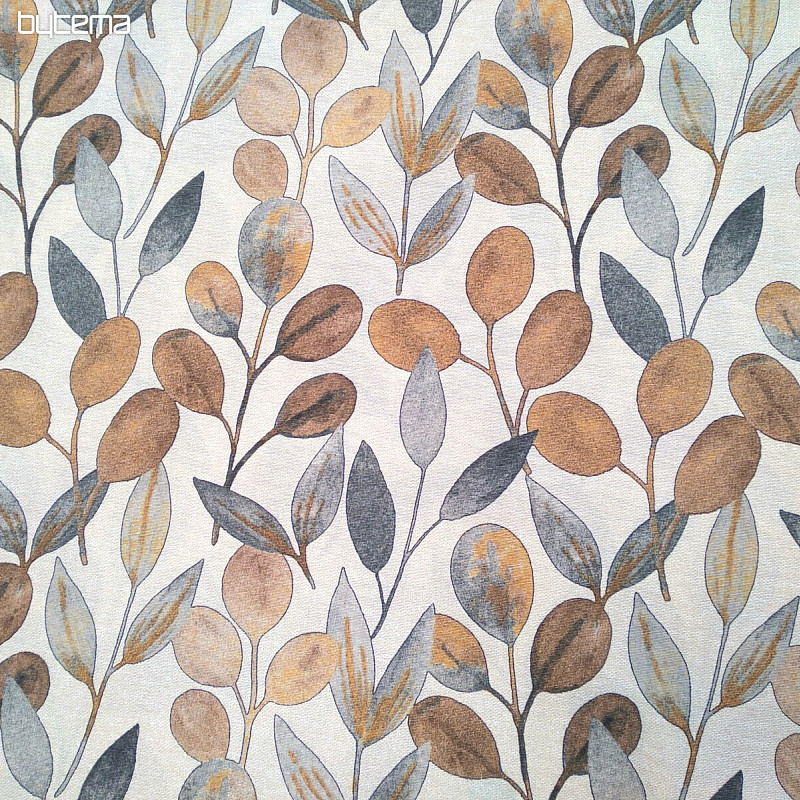 Tissu décoratif HOJAS FEUILLES GRIS