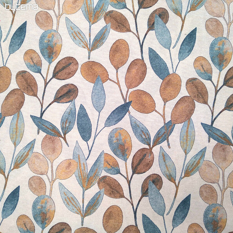 Tissu décoratif FEUILLES HOJAS MODRÝ