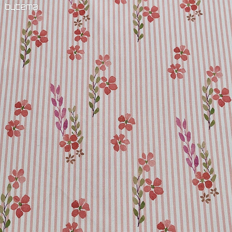Tissu décoratif AVIGNON RAYURE ROSE