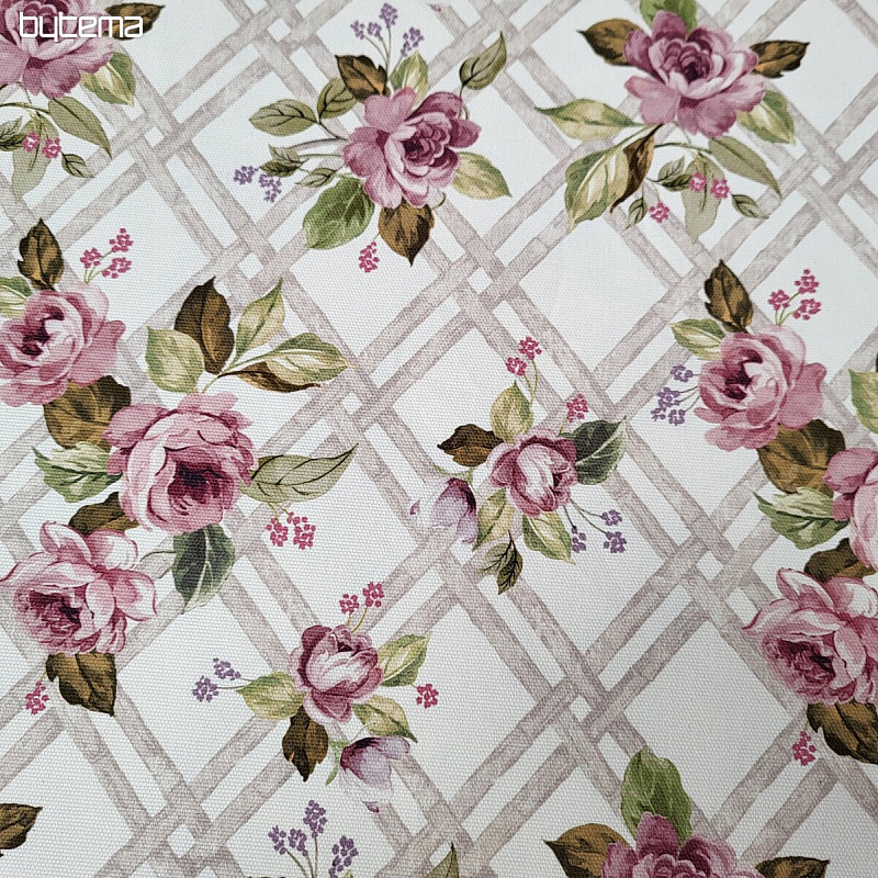 Tissu décoratif CASTLE ROSE GRID