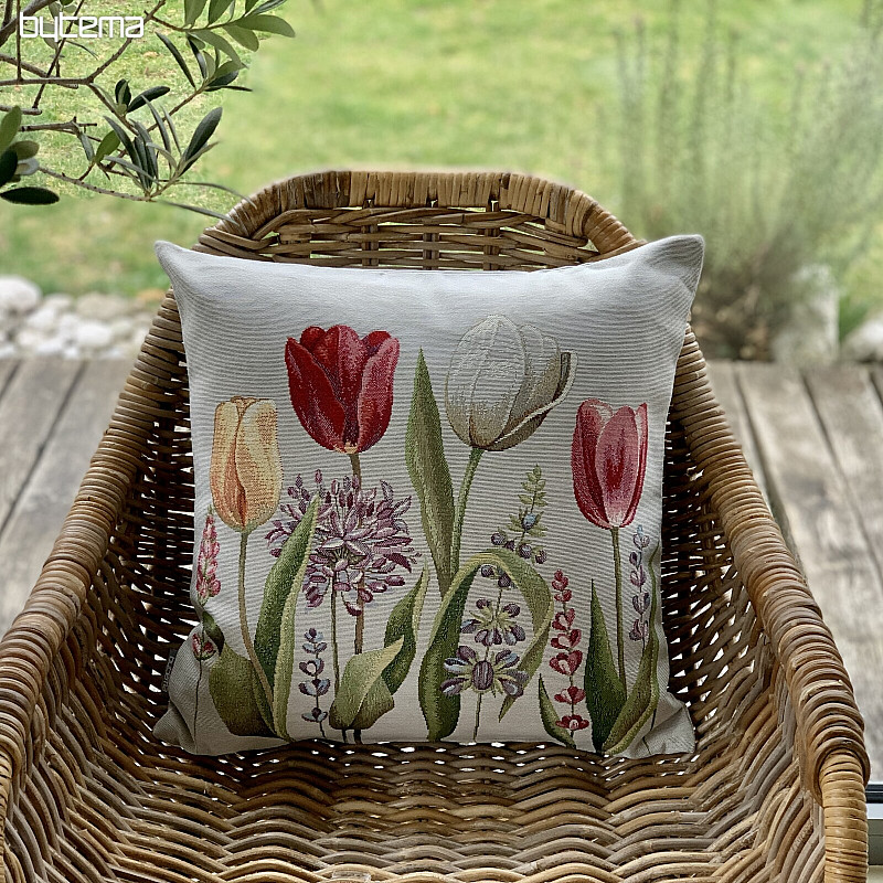 Housse de coussin tapisserie TULIPE PRINTEMPS III
