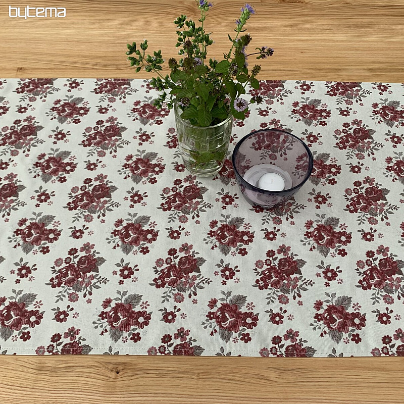 Nappe et châle TOSCANA VALERY FLEUR BORDO