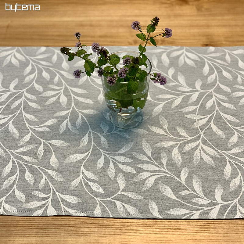 Nappe et écharpe NIGHT LEAFS gris