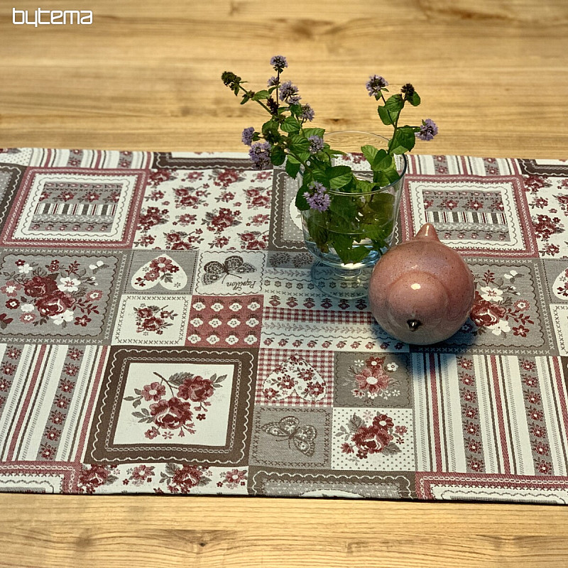Nappe et châle TOSCANA VALERY PATCHWORK bordeaux