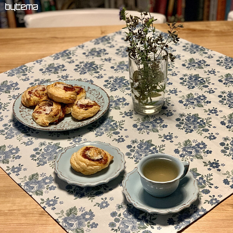 Nappe et châle TOSCANA VALERY fleur bleue